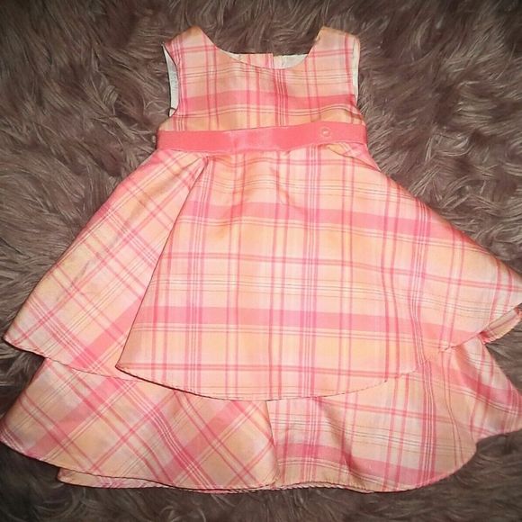 GOOD LAD DRESS SPRING EASTER PINK FULL LAYERED TWIRL TIERED~GIRLS SIZE 12M 12 MO - Picture 1 of 4